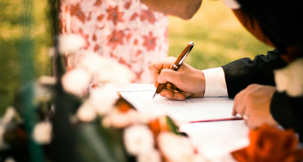 people sign document